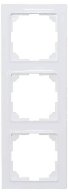 Cadres d'interrupteurs triples blancs pour prises ou interrupteurs, avec découpes rectangulaires, adaptés aux installations électriques.
