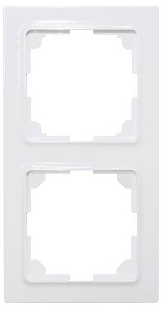 Deux cadres rectangulaires blancs, superposés, pour interrupteurs électriques ou prises de courant.
