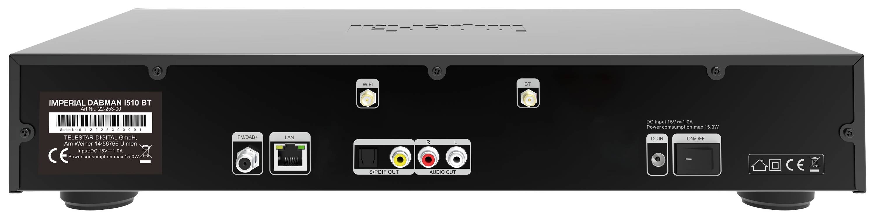 Imperial DABMAN i510 BT Tuner Hi-Fi pour radio Internet noir Bluetooth®, DAB+, USB, WiFi, radio Internet