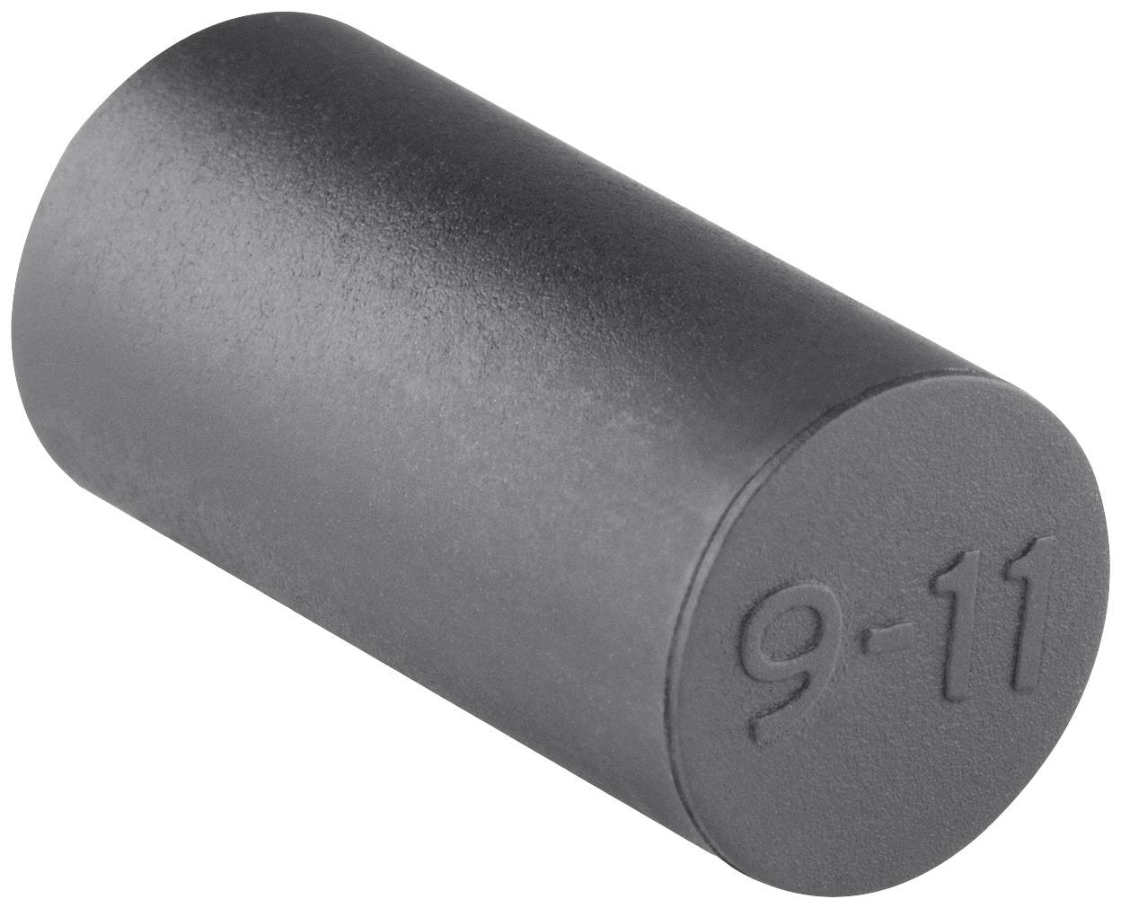 Un aimant cylindrique portant l'inscription « 9-11 ».