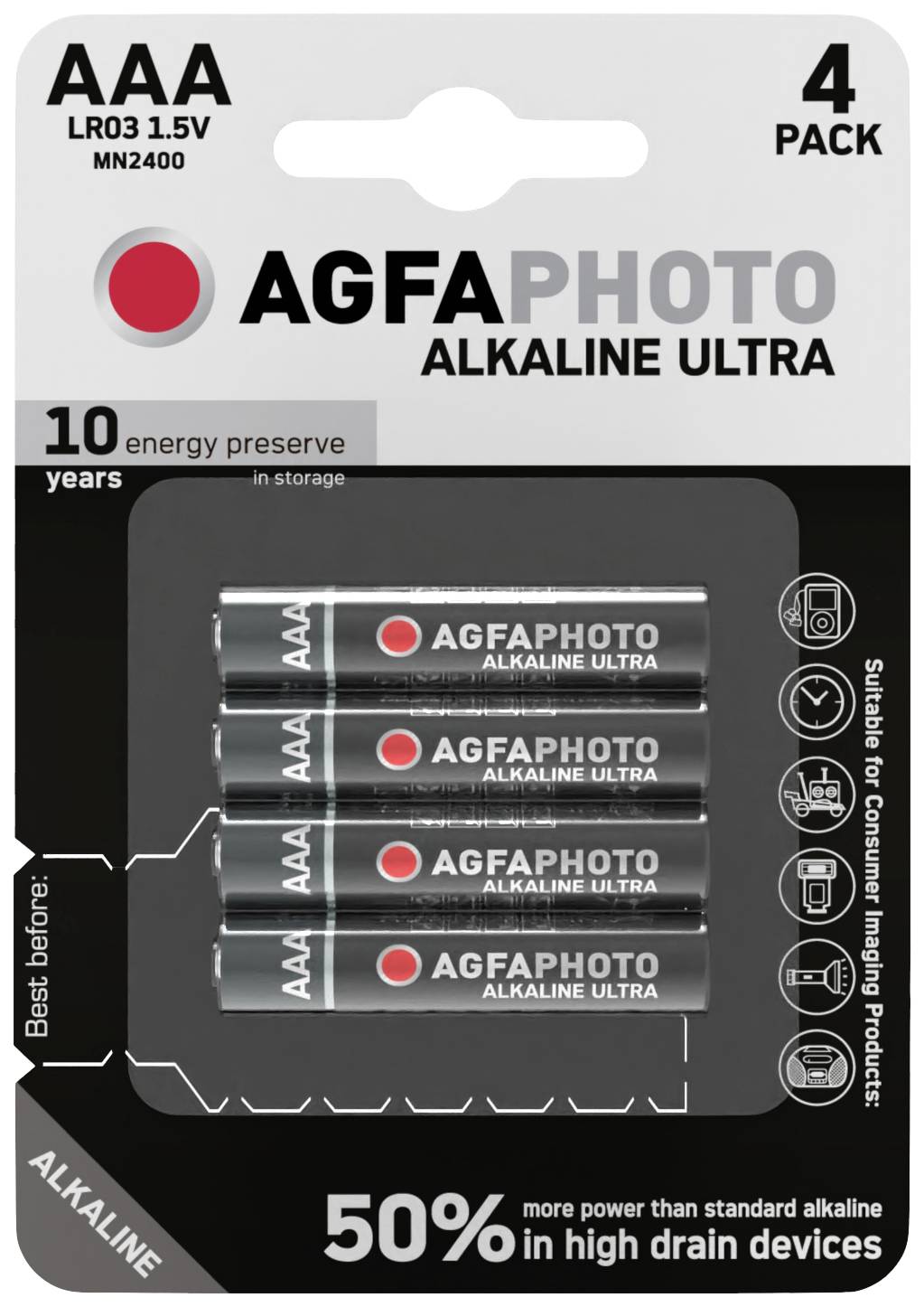 AgfaPhoto Ultra LR03 Pile LR3 (AAA) alcaline(s) 1.5 V 4 pc(s)