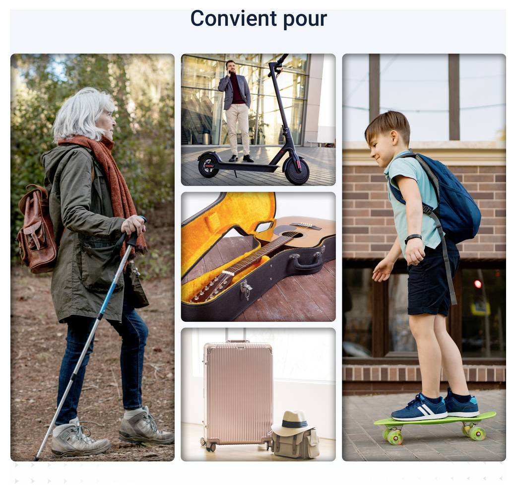 Comparaison des appareils de suivi : Basic avec localisation en temps réel, recherche, alarmes et 3 jours de stockage ; Premium avec plus de fonctionnalités, 365 jours de stockage et échange prolongé. Tarifs par mois pour 1 mois, 1 an et 2 ans.