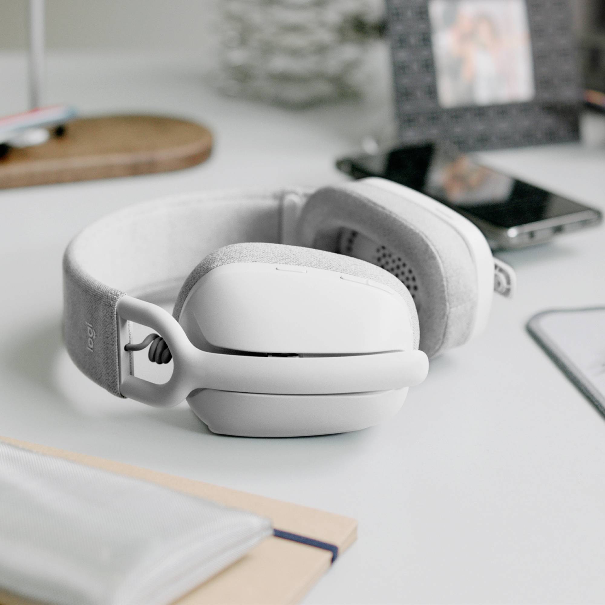 Logitech ZONE VIBE 100 Micro-casque supra-auriculaire Bluetooth Stereo blanc Suppression du bruit du microphone, Noise Cancelling