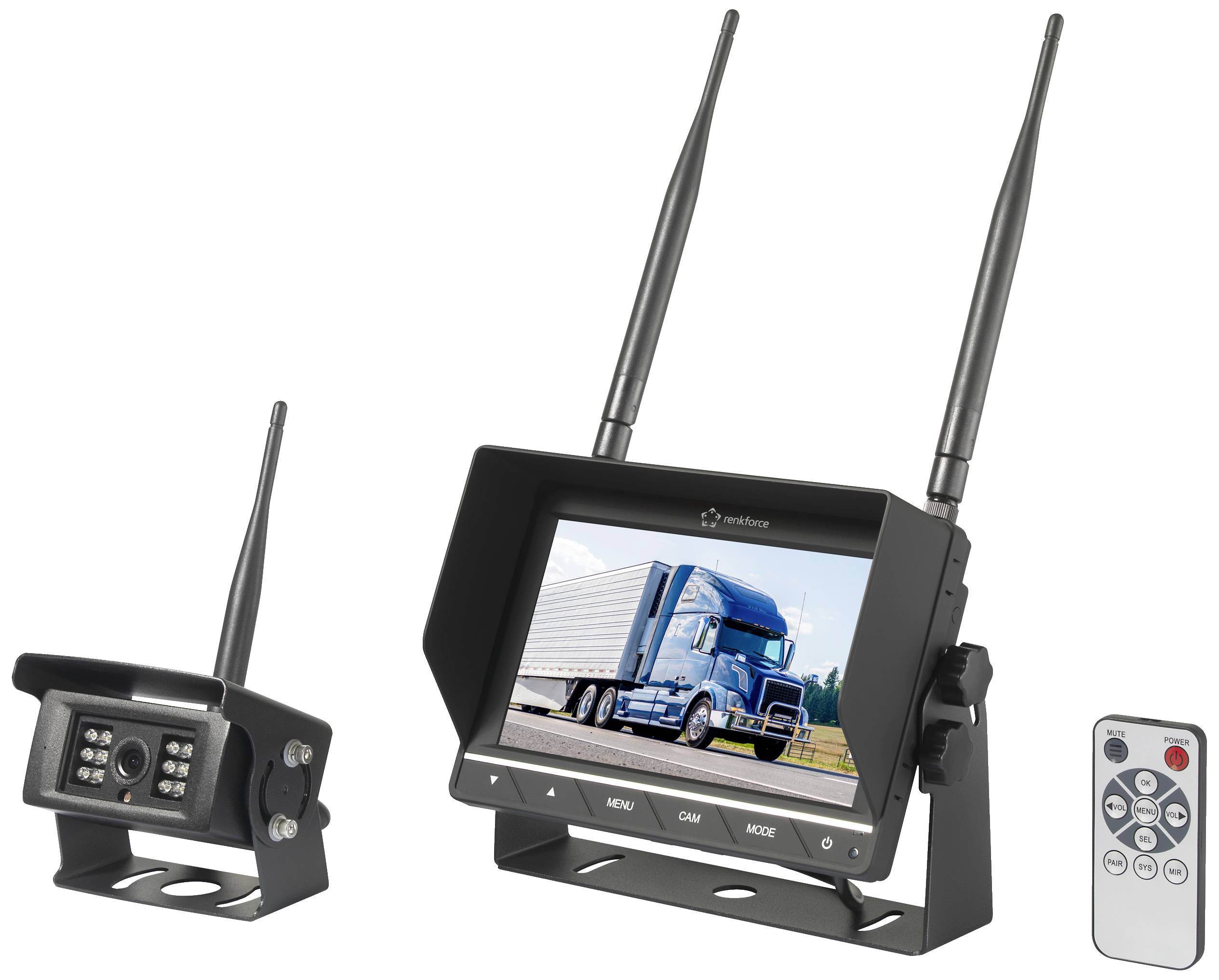 Renkforce RV2,4-7 Système de recul vidéo 2 entrées caméra montage par vissage noir (mat)