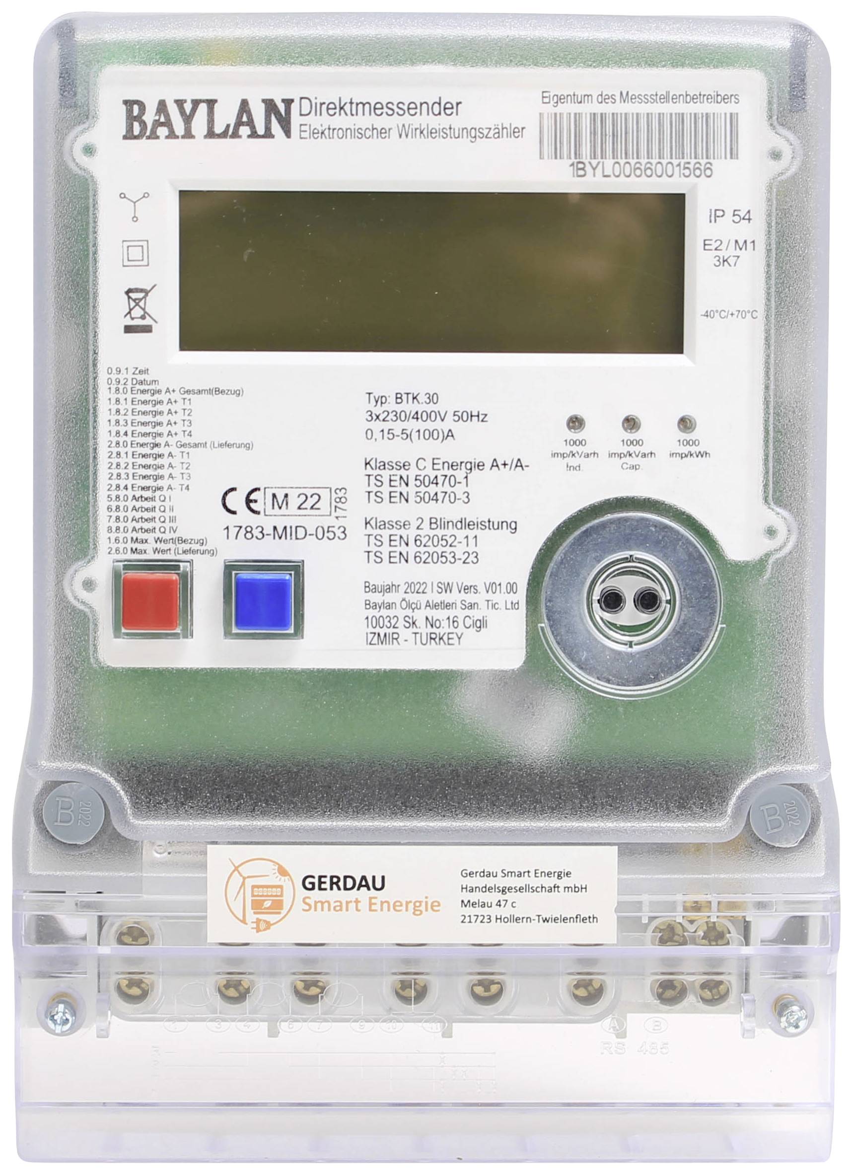 Counttec BTK30 DZ1004Q Compteur d'énergie triphasé numérique conformité MID: oui 1 pc(s)