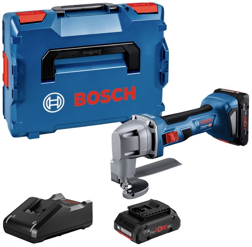 Bosch Professional Cisaille à tôle sans fil 0601926301 GSC 18V-16 E brushless, + 2 batteries, + chargeur, + mallette