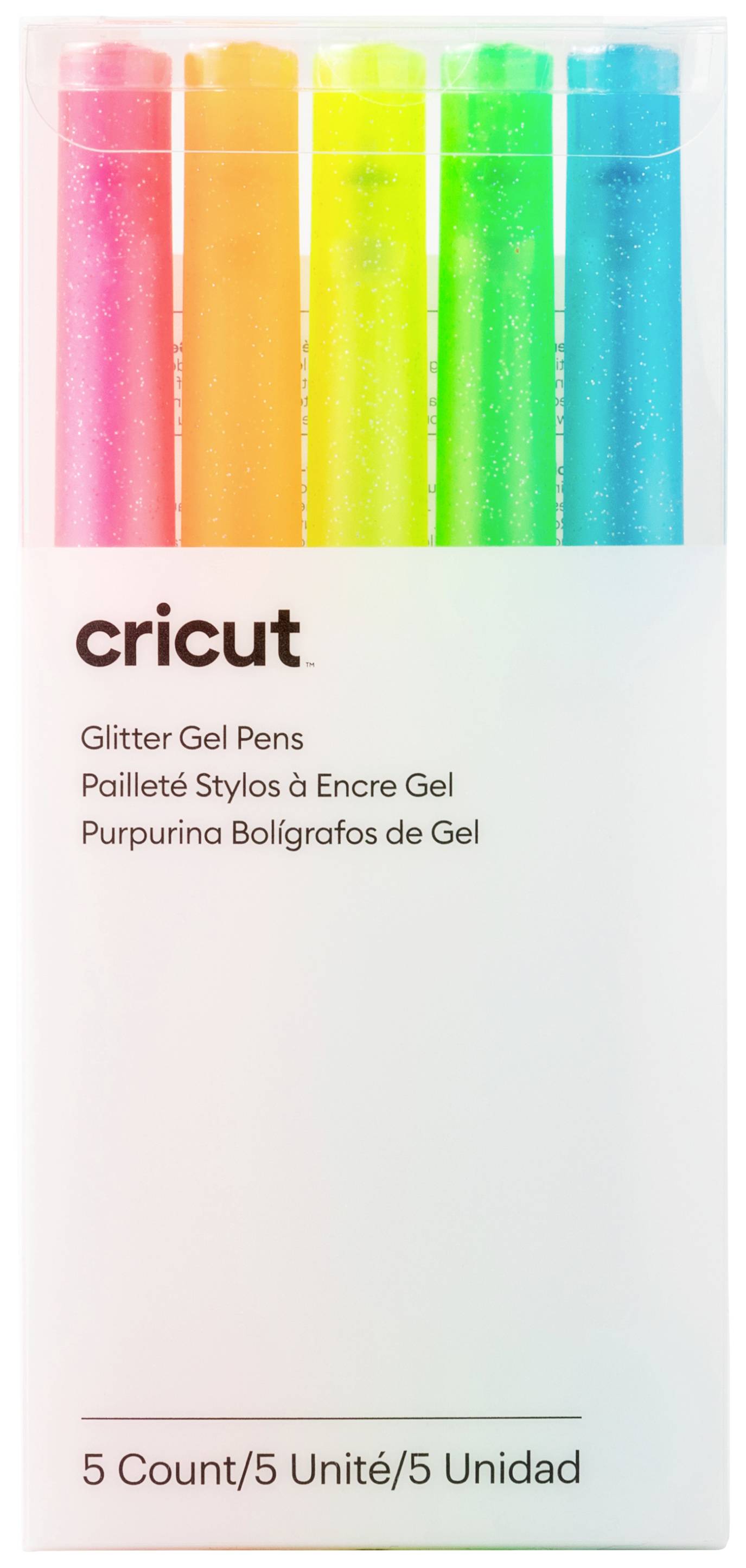 Cricut Glitzer Gel 0,8mm, 5er Set de broches neon