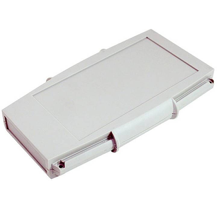 Un cadre en plastique blanc de forme rectangulaire, probablement un composant de boîtier ou de couverture, sur un fond clair.