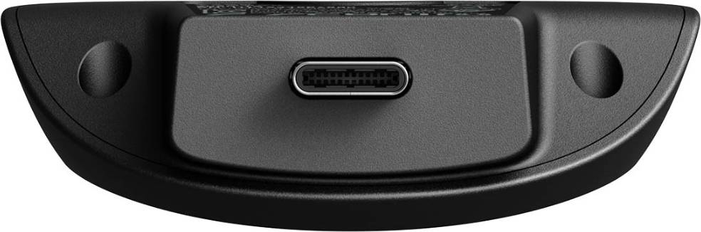 Prise USB-C noire, positionnée au centre d'un appareil.