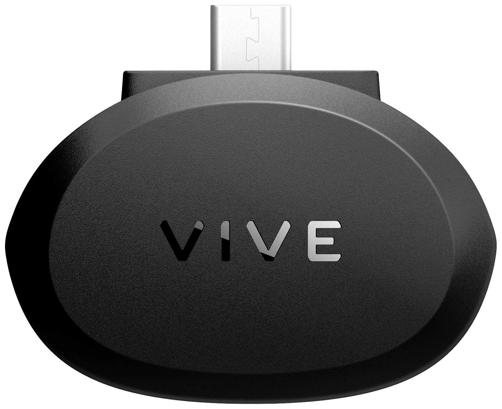 Un adaptateur noir portant l'inscription 'VIVE', avec un port micro-USB en haut.