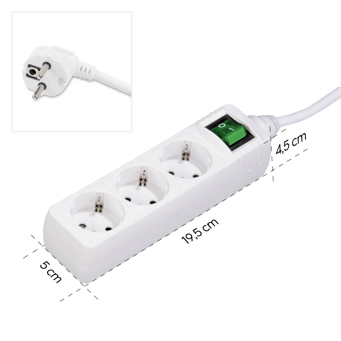 Bloc multiprise avec interrupteur Hama 00223001 blanc contact de protection 1 pc(s)