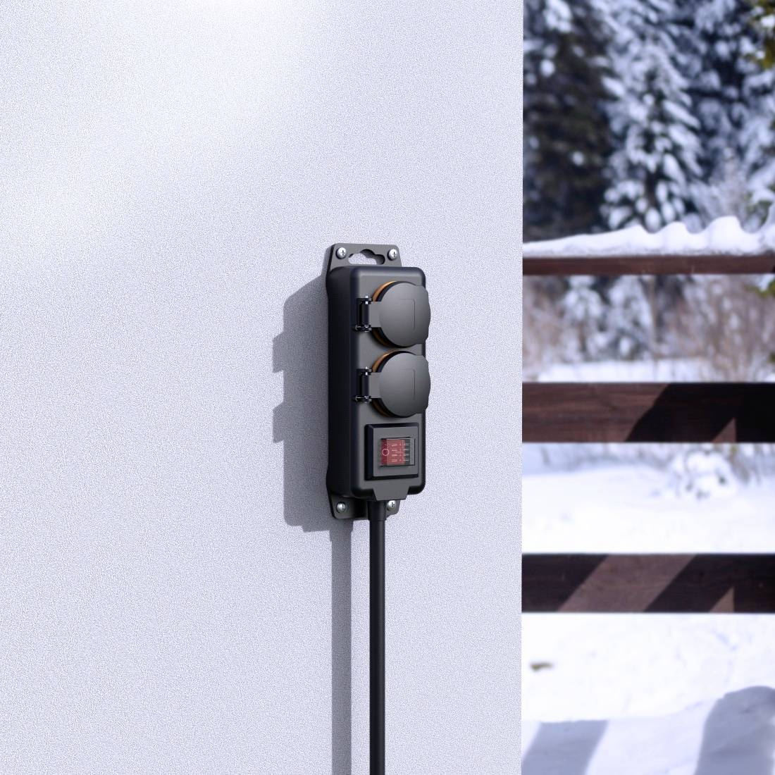 Hama 00223062 Prise de jardin noir sécurité enfants, avec interrupteur