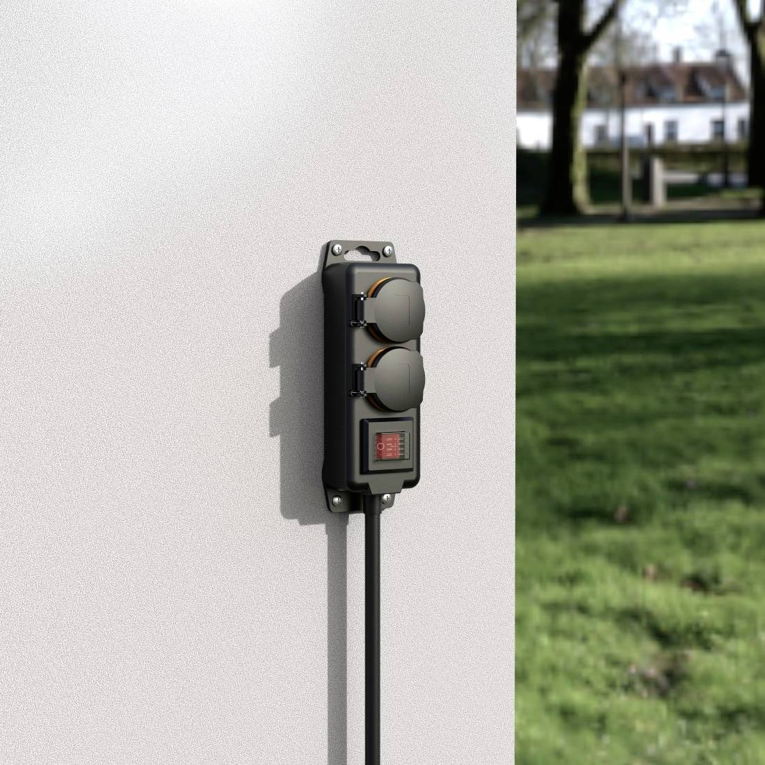 Hama 00223062 Prise de jardin noir sécurité enfants, avec interrupteur