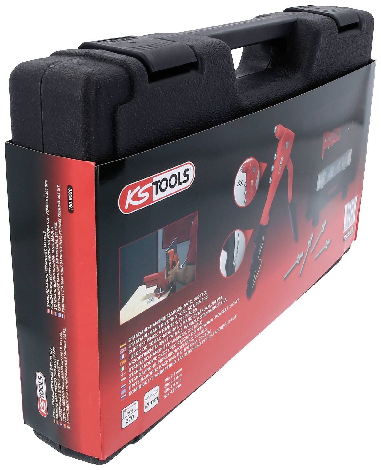 Mallette avec logo KS Tools, contenant divers outils. La mallette est noire avec une étiquette rouge.