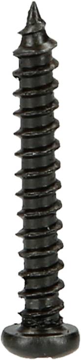 Une vis autotaraudeuse noire à bout pointu et filetage hélicoïdal, adaptée pour les assemblages en bois et en métal.
