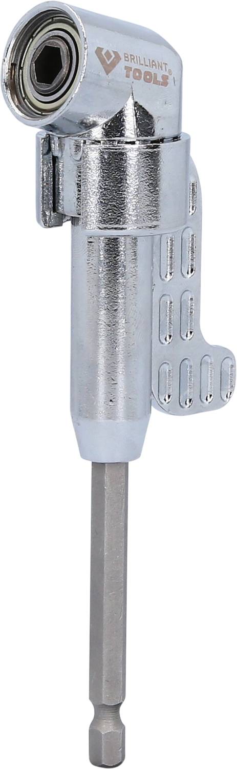 Embout d'angle métallique pour visseuse sans fil. Permet de travailler dans des zones difficiles d'accès grâce à sa fonction d'angle.