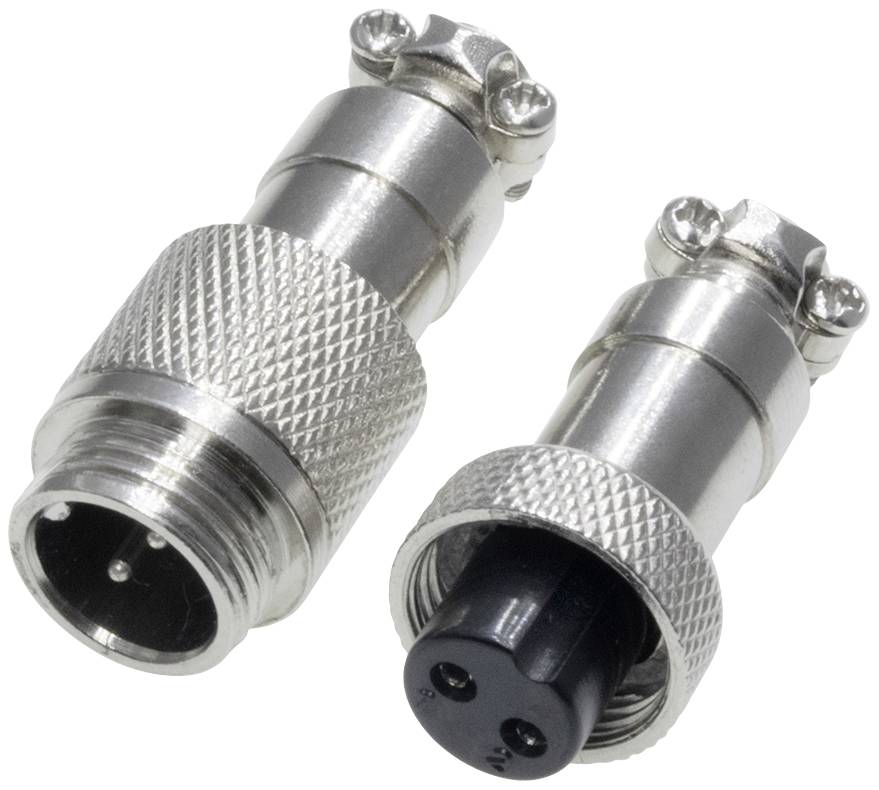 Pollin 453546 Connecteur rond mâle, Femelle Nombre total de pôles: 2 1 set