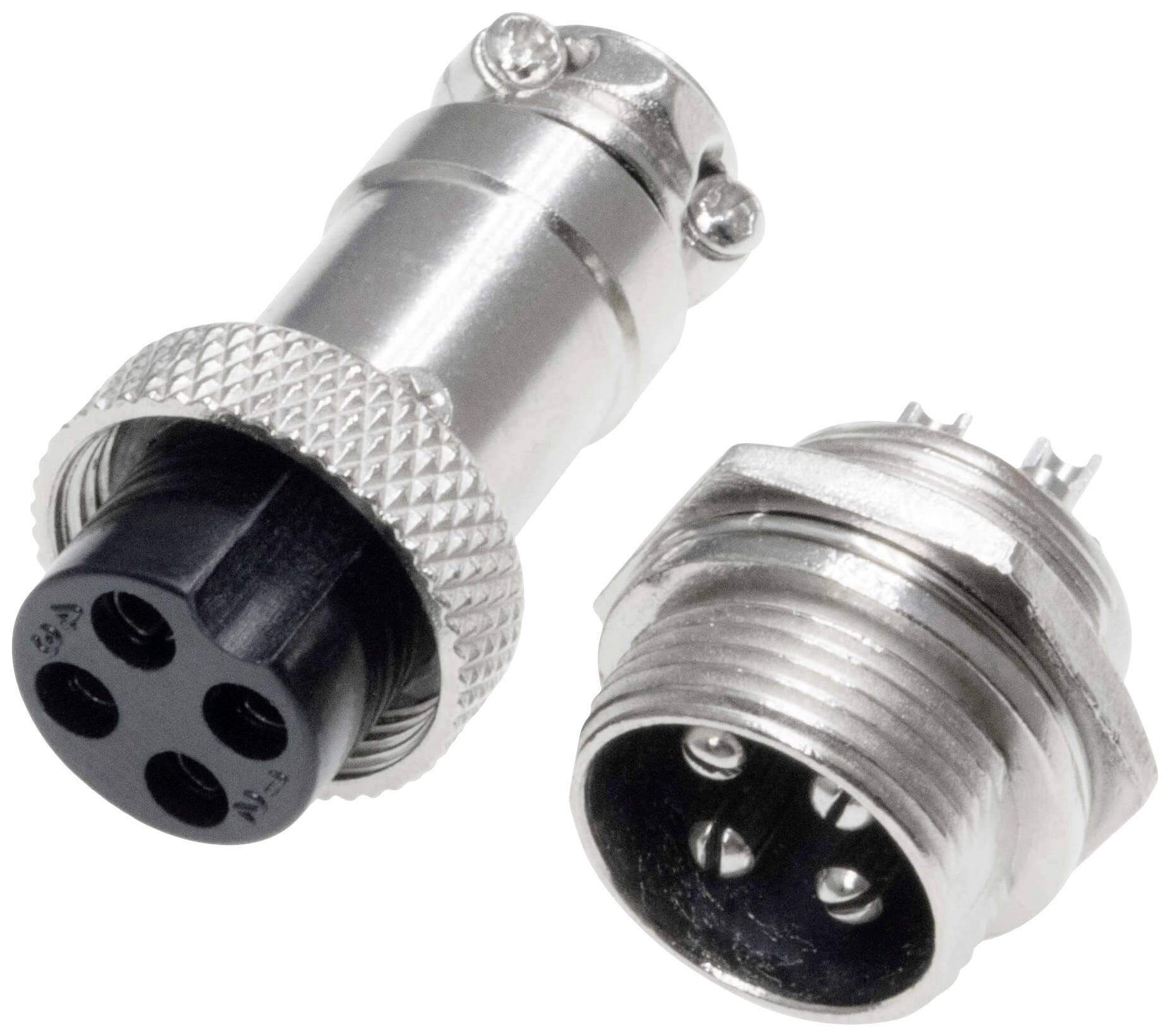 Pollin 453553 Connecteur rond embase femelle, mâle Nombre total de pôles: 4 1 set