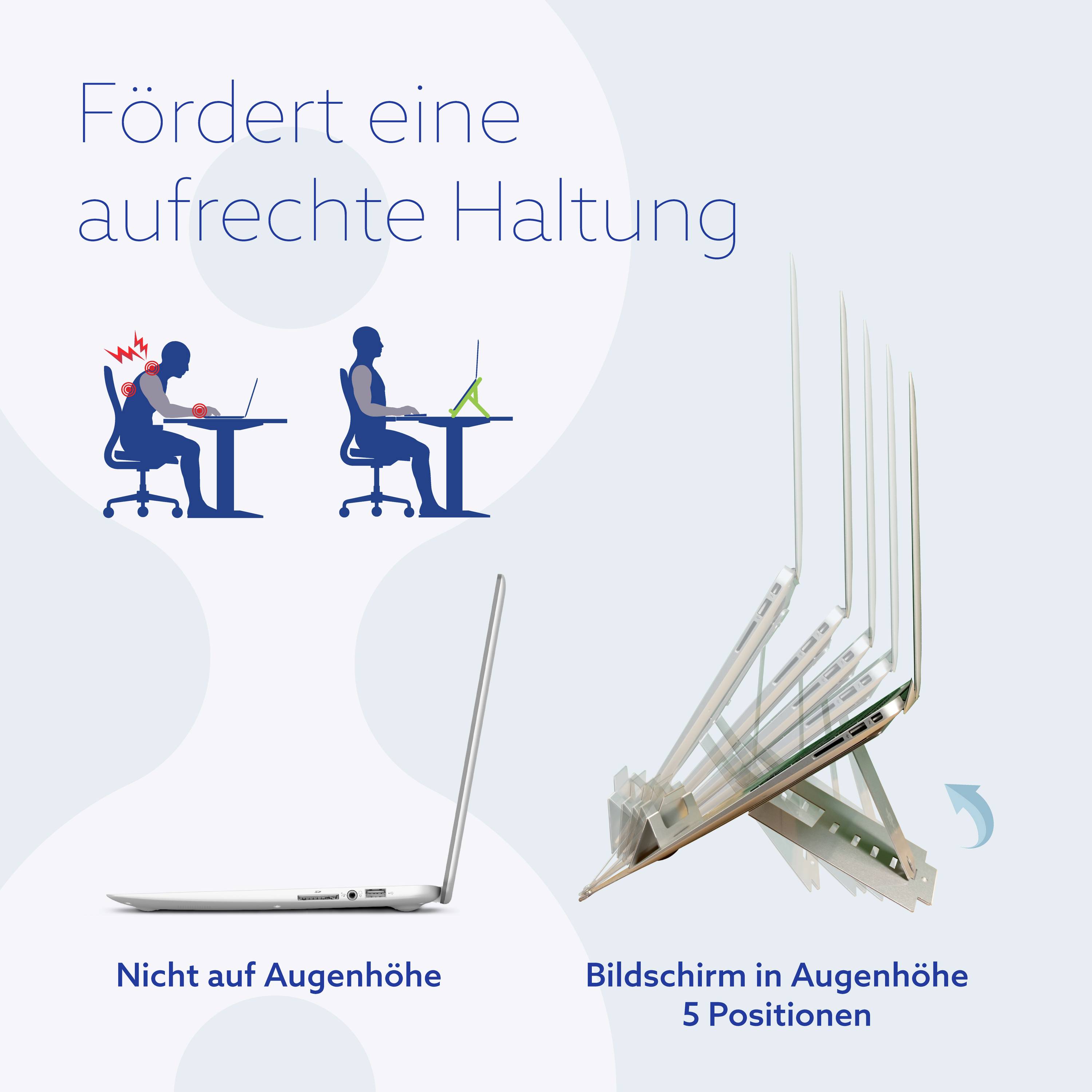 R-GO Tools Riser Flexibel Support d'ordinateur portable réglable en hauteur