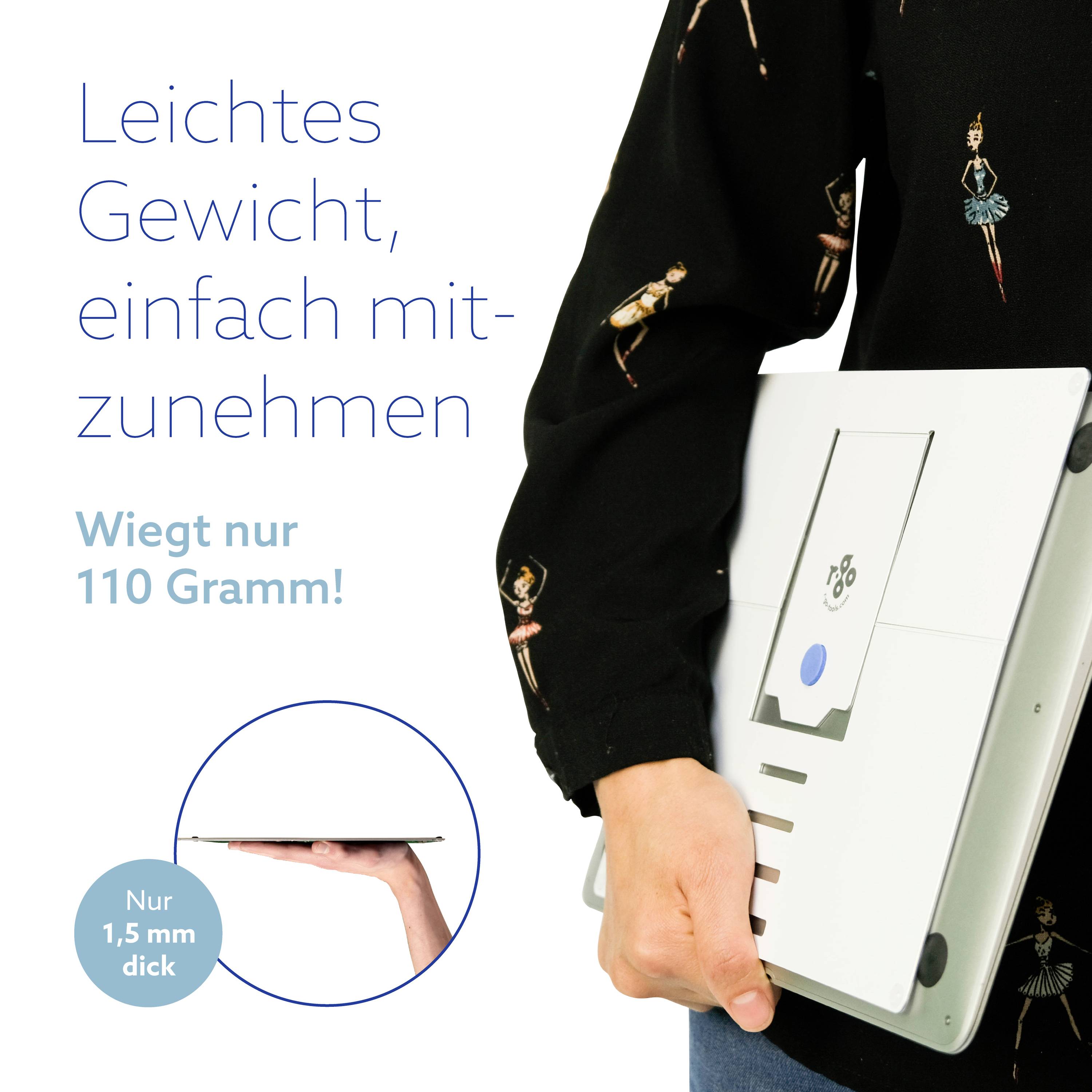 R-GO Tools Riser Attachable Support d'ordinateur portable réglable en hauteur