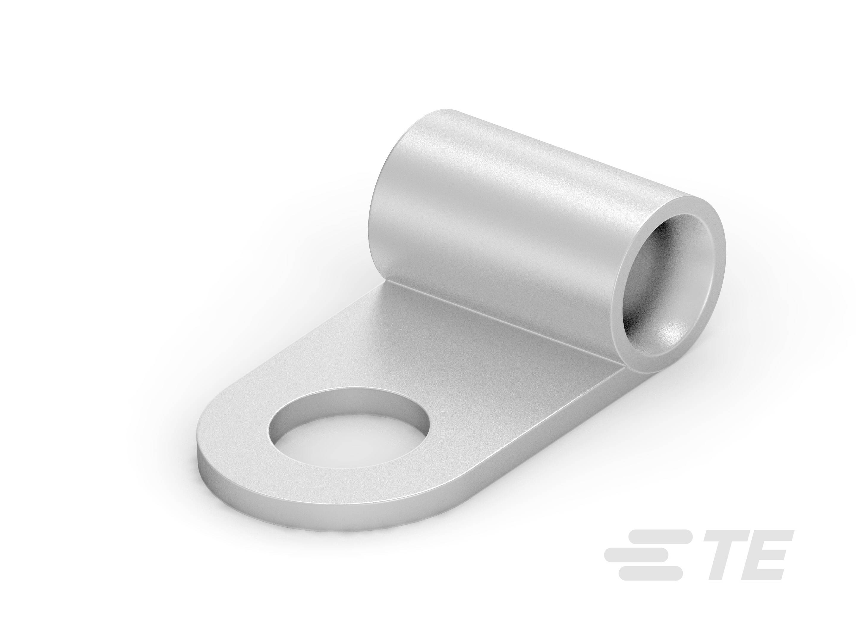 Cosse de câble en aluminium avec bride de serrage cylindrique et bride de perçage plate, adaptée à la fixation de câbles pour une connexion électrique.