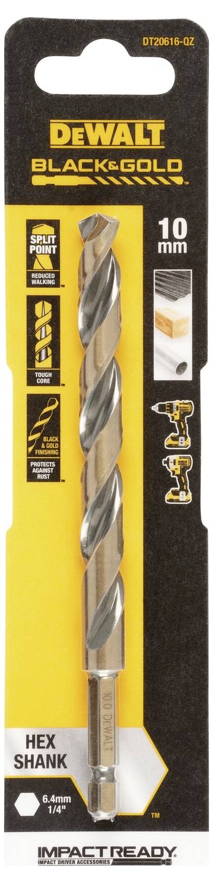 DEWALT DT20616-QZ HSS-G Foret pour le métal 1 pièce 10 mm Longueur totale 138 mm protégé contre la corrosion hexagonal 1 pc(s)