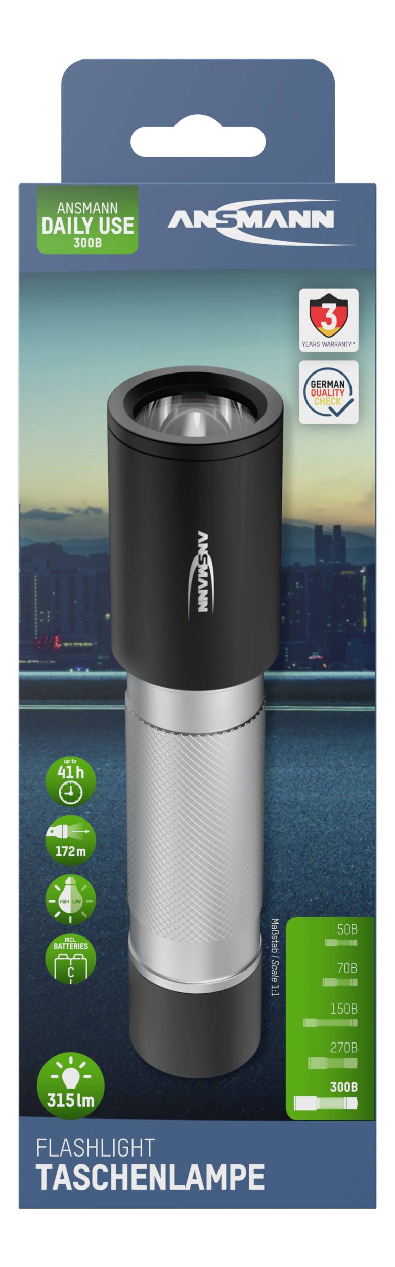 Ansmann Daily Use 300B LED Lampe de poche à pile(s) 315 lm 41 h 280 g