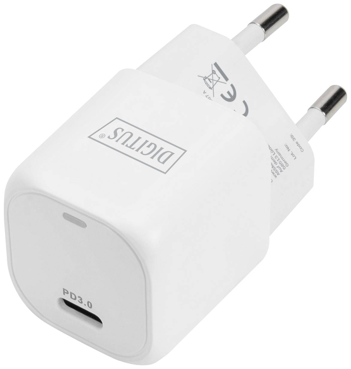 Digitus DA-10060 Chargeur USB 20 W 1x USB-C® Power Delivery blanc intérieure