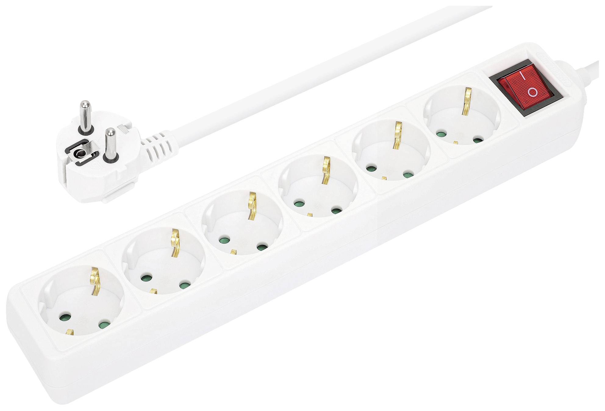 Bloc multiprise avec interrupteur Manhattan 168335 blanc contact de protection 1 pc(s)