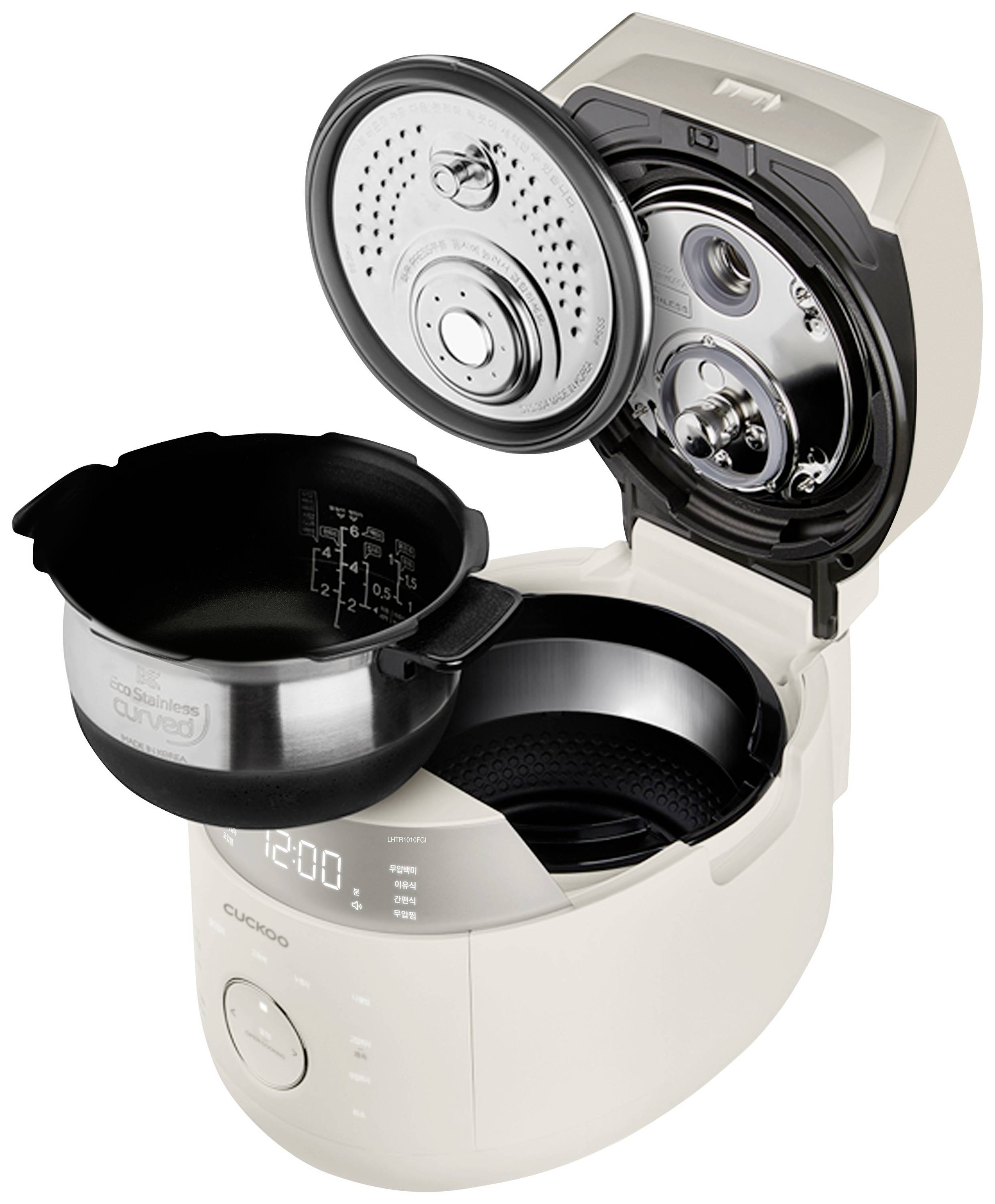Cuckoo CRP-LHTR1009F Cuiseur à riz blanc, argent avec verre doseur
