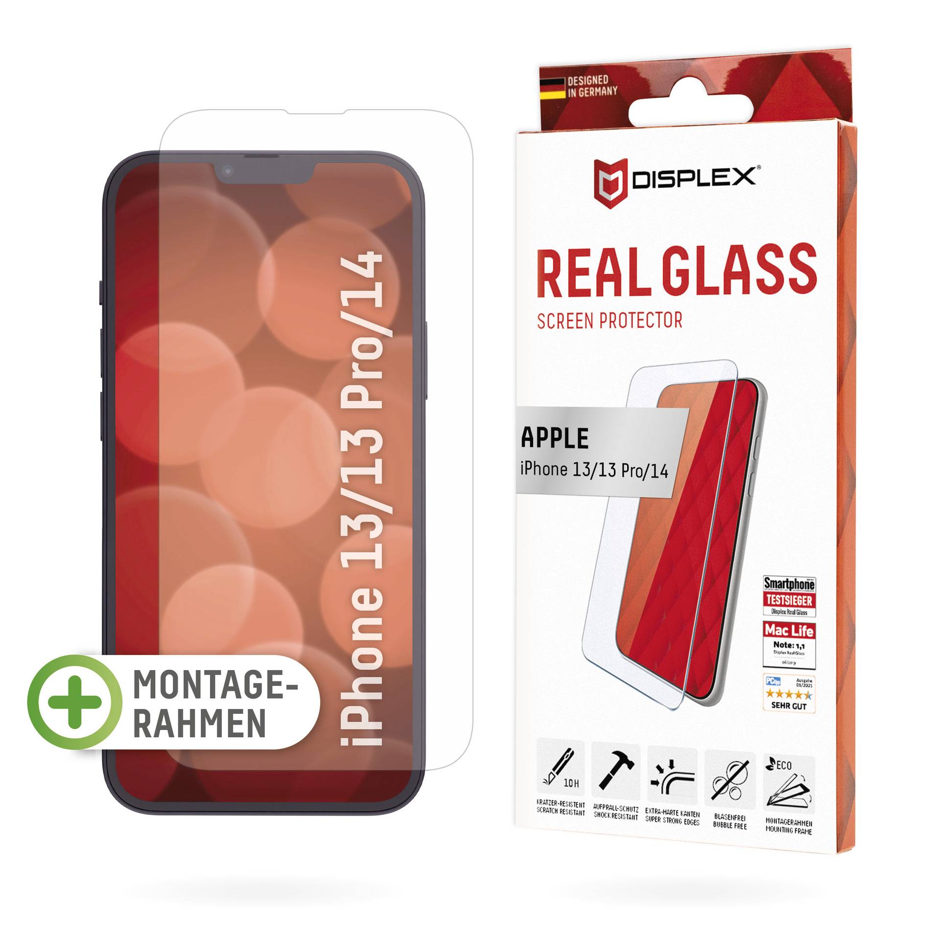 DISPLEX Real Glass Verre de protection d'écran Apple iPhone 13, iPhone 13 Pro, iPhone 14 1 pc(s) anti-traces de doigts, résistant