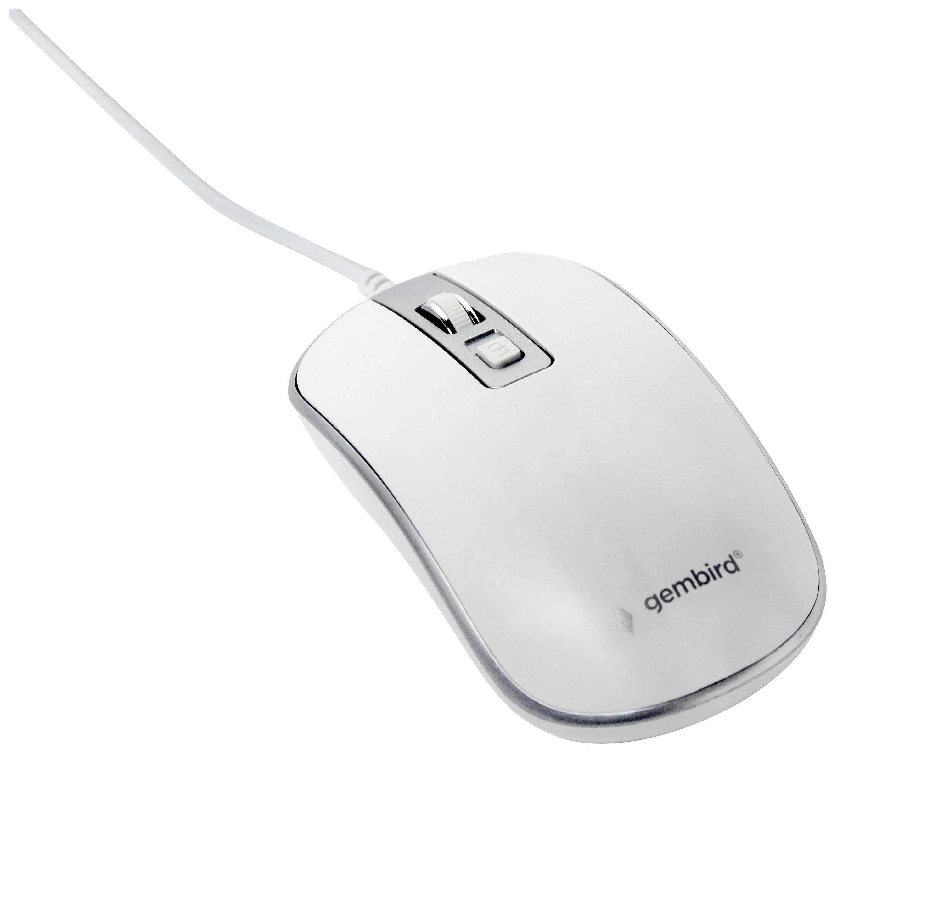 Gembird Souris filaire optique blanc, argent 4 Boutons 800 dpi, 1000 dpi, 1200 dpi