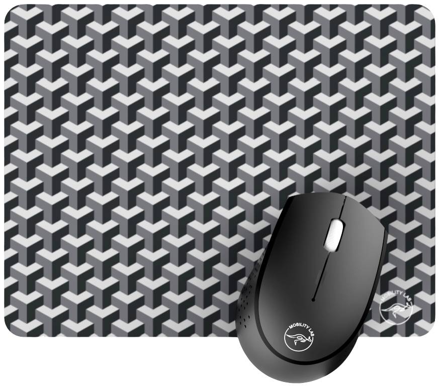 Mobility LAB ML304670 Souris, set de tapis de souris Bluetooth optique noir 2 Boutons 1000 dpi molette intégrée