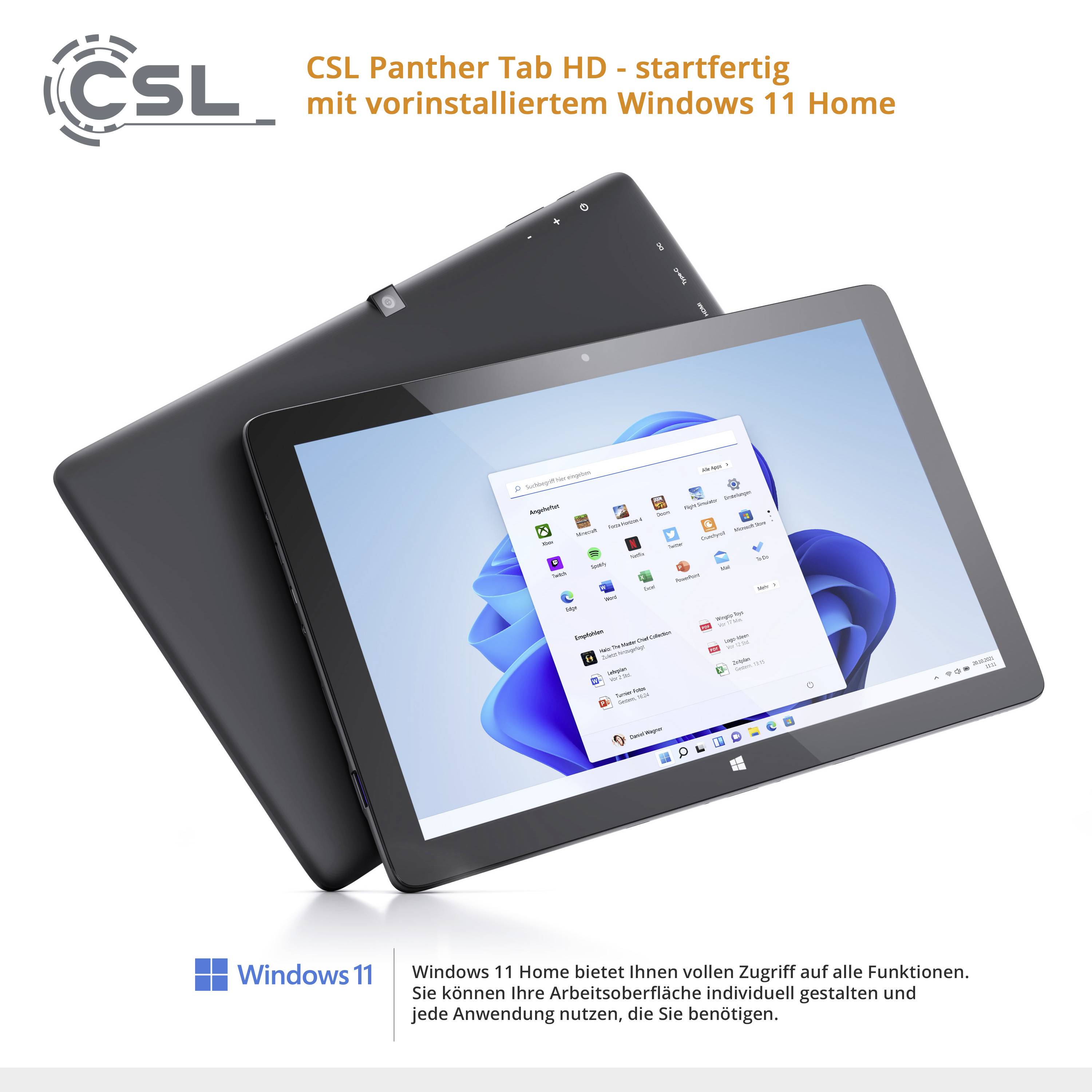 Tablette Windows 2-en-1 CSL Computer Panther Tab HD WiFi 128 GB noir 25.7 cm 10.1 pouces() 1.1 GHz Intel® Celeron® Windows® 11