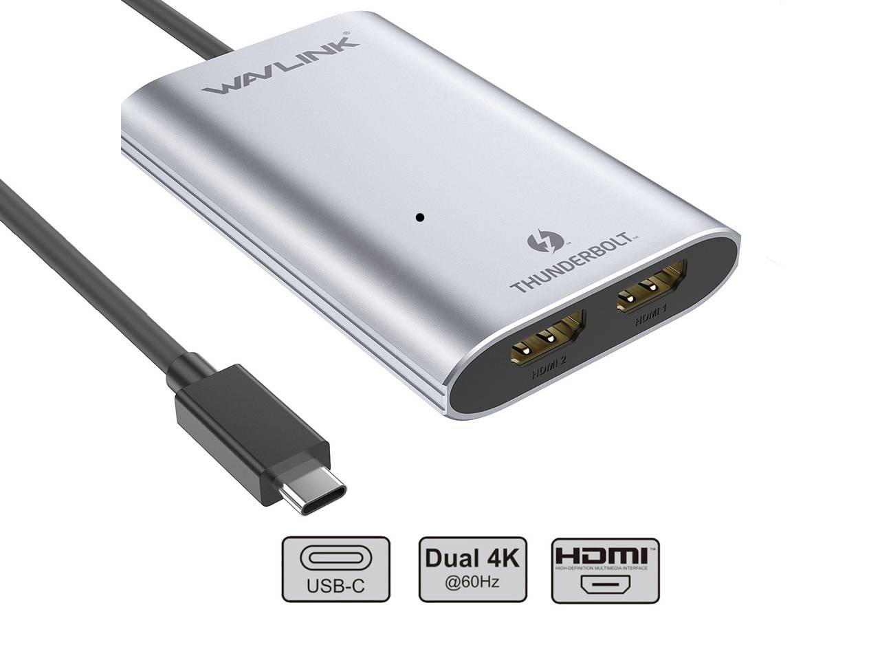 Wavlink WS-UTA02H Thunderbolt / HDMI Adaptateur [1x Thunderbolt - 2x HDMI®] gris sidéral monofilaire 50 cm
