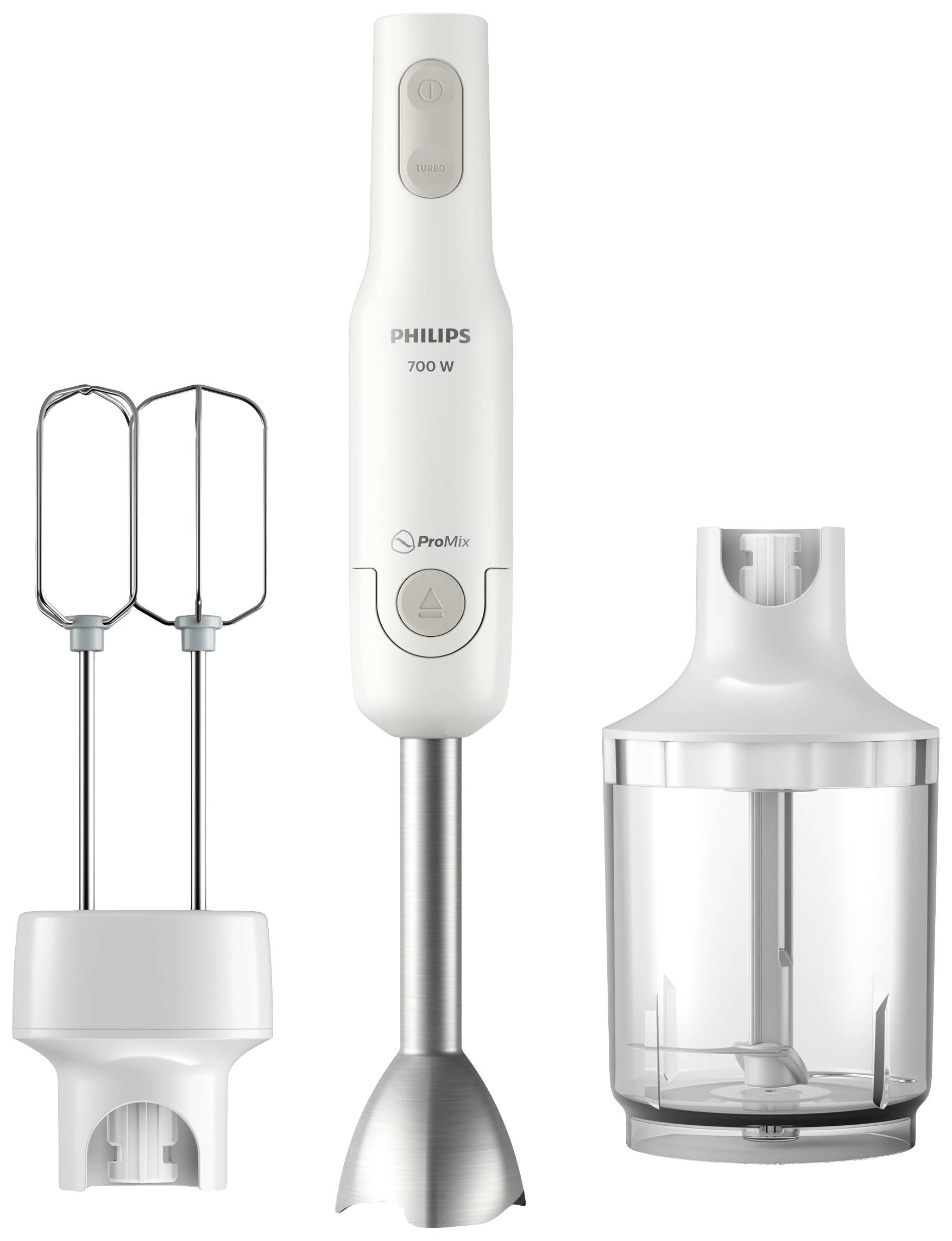 Philips Home HR2546/00 Mixeur plongeant 700 W fonction turbo, avec embout hâchoir blanc