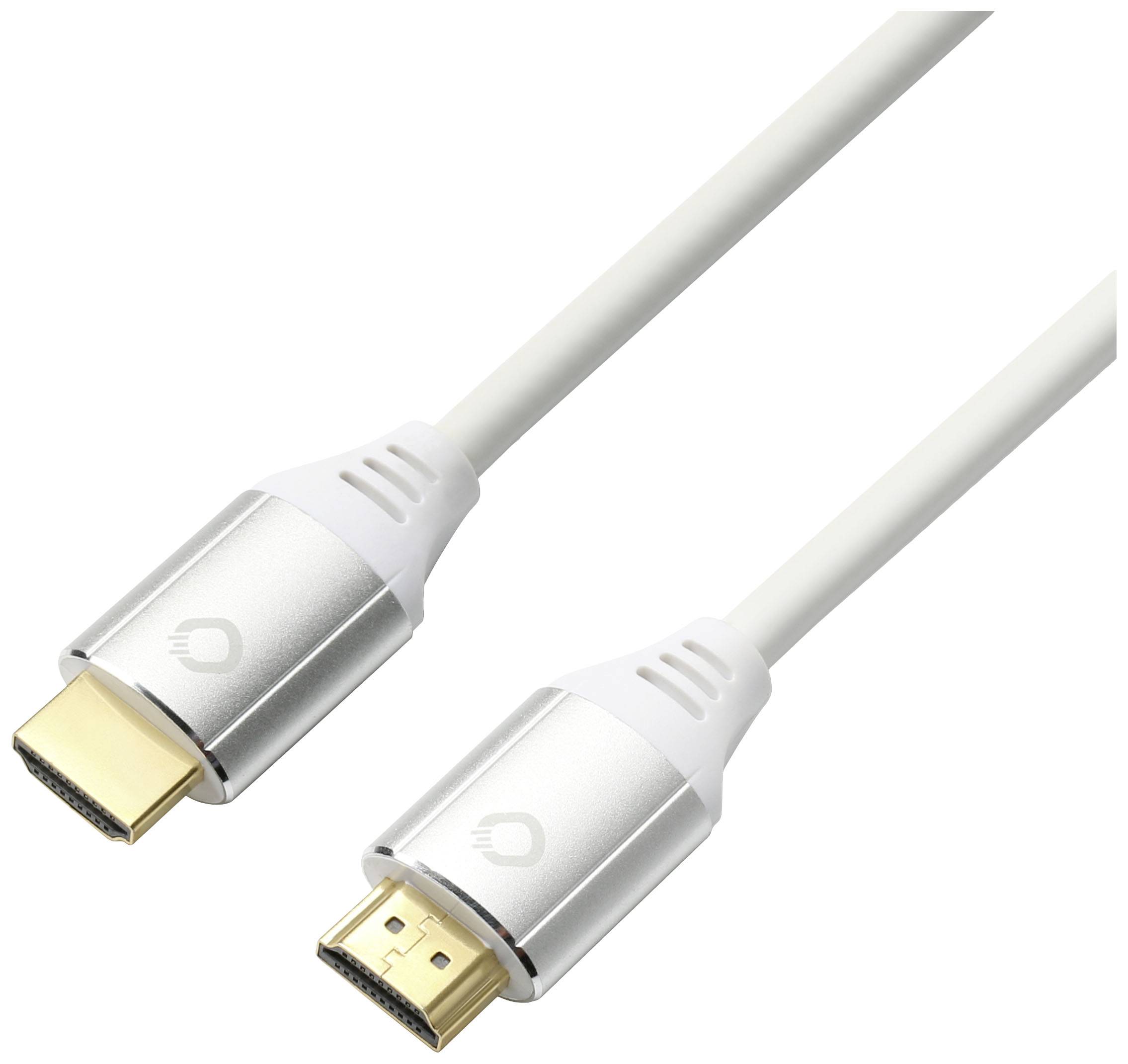 Câble de raccordement Oehlbach HDMI Fiche mâle HDMI-A, Fiche mâle HDMI-A 5.00 m blanc D1C92497 8K UHD, contacts dorés Câble HDMI