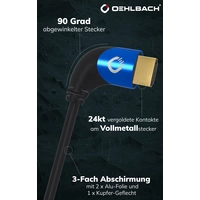 Câble de raccordement Oehlbach HDMI Fiche mâle HDMI-A, Fiche mâle HDMI-A 3.00 m noir D1C42543 8K UHD, coudé à 90° vers la gauche Câble de raccordement Oehlbach HDMI Fiche mâle HDMI-A, Fiche mâle HDMI-A 3.00 m noir D1C42543 8K UHD, coudé à 90° vers la gauche