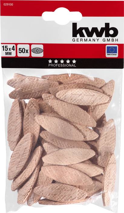 Sachet de chevilles en bois, 15x4 mm, lot de 50, de kwb Germany GmbH, professionnel, 5 sur 5 étoiles, avec logo UE.