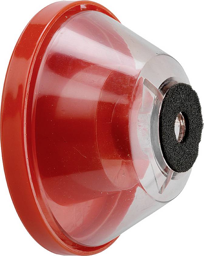 Ventouse conique rotative en plastique avec un insert en mousse noir au centre.
