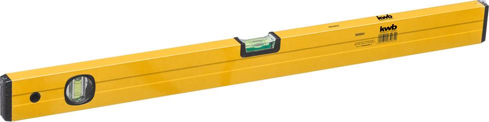 Niveau à bulle jaune avec deux bulles intégrées pour vérifier l'alignement horizontal et vertical.