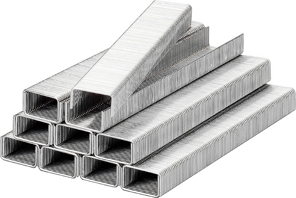 Une pile d'agrafes argentées en forme de pyramide.
