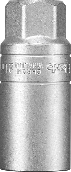Clé à molette en métal à tête hexagonale, marquée 'Cr-V 21 mm'. Développée pour les connexions de vissage serrées lors de l'entretien des véhicules.