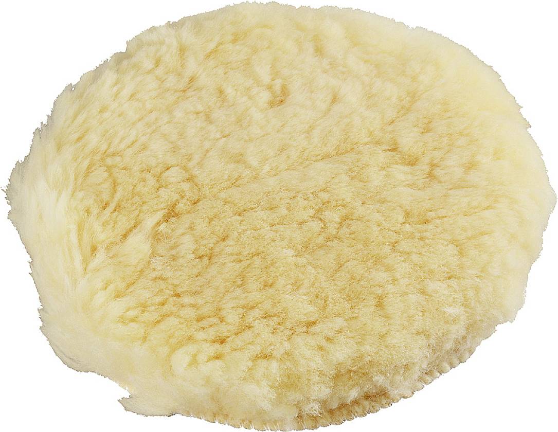 Pad de polissage rond en laine jaune, doux et moelleux, adapté à l'entretien automobile et au traitement des surfaces.