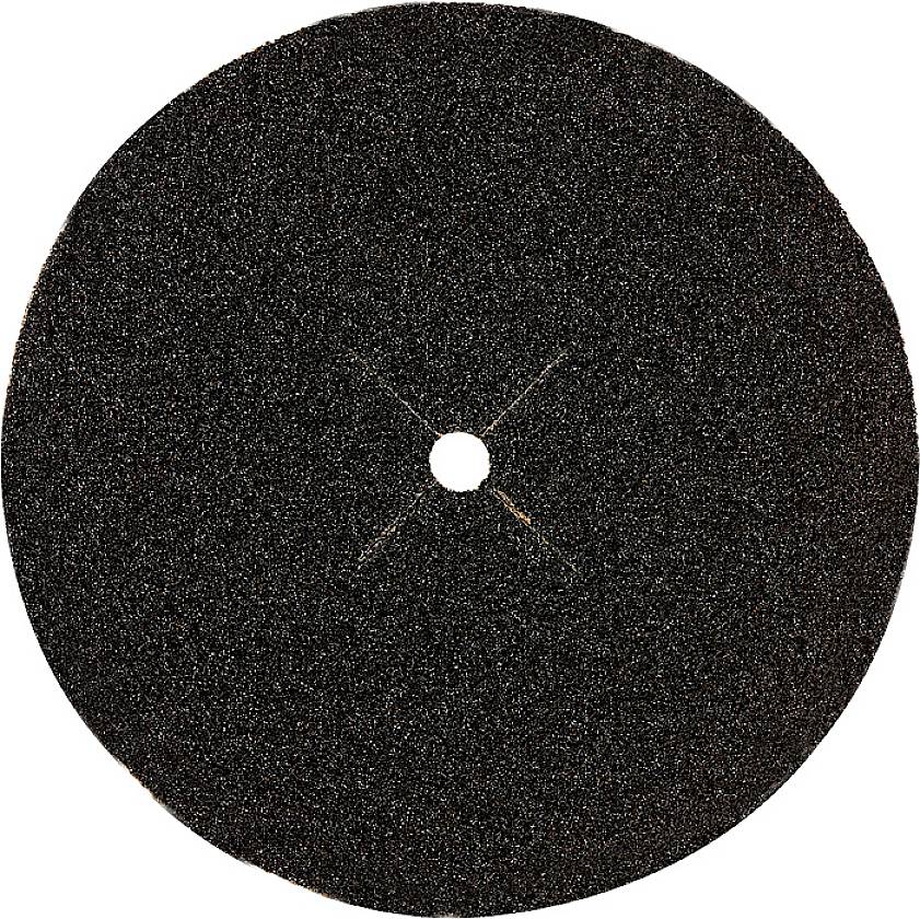 Disque de coupe noir rond avec un trou central, utilisé pour couper du métal ou d'autres matériaux avec des outils manuels.