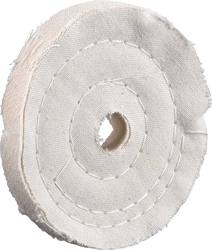 Un rouleau de tissu avec un trou au centre, probablement destiné à être utilisé dans des processus de polissage ou de meulage.