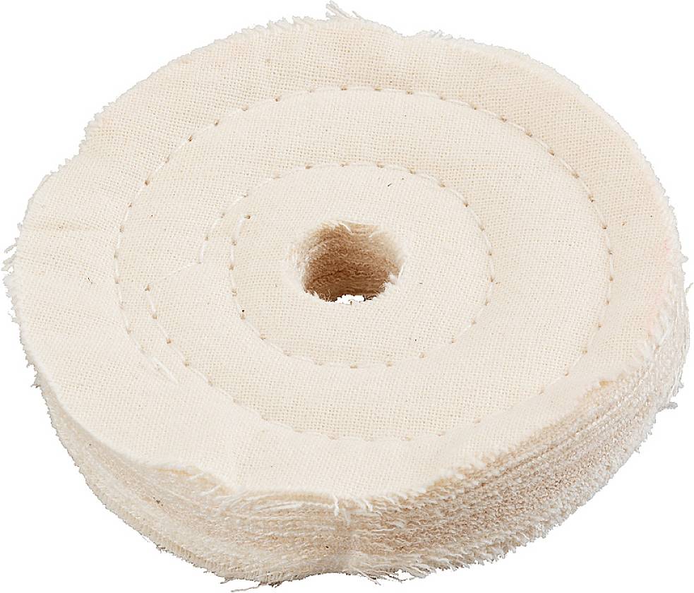 Coussin de polissage en tissu avec un trou au centre, cousu en spirale. Belle couleur beige, adapté pour polir les surfaces métalliques.