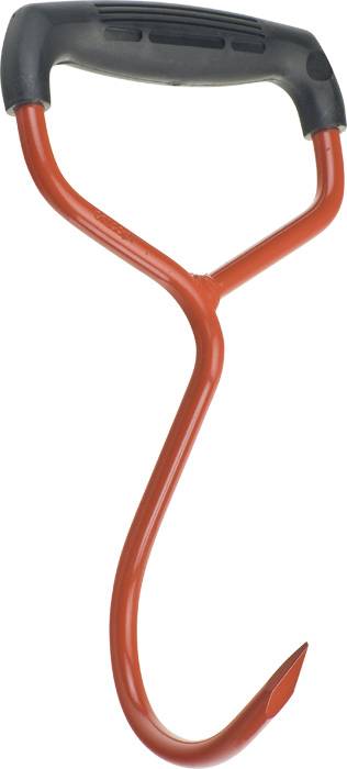 Sappie rouge avec poignée ergonomique noire, utilisé pour soulever et déplacer des grumes.