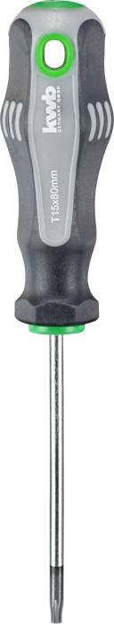 Un tournevis noir avec un accent vert, adapté pour les vis Torx. Manche au design ergonomique pour une meilleure prise en main.