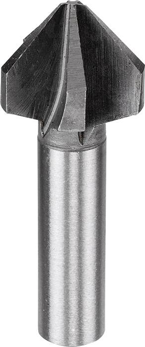 Foret métallique à tête conique et tranchante, adapté pour le perçage ou le fraisage sur des surfaces en bois ou en métal.